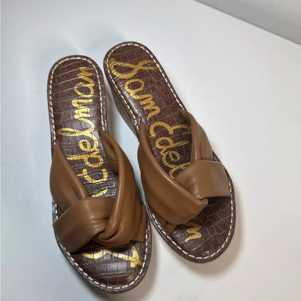Sam Edelman Ramsey Women’s Size 8.5 M  Tan Leather Cork Wedge Sandals New